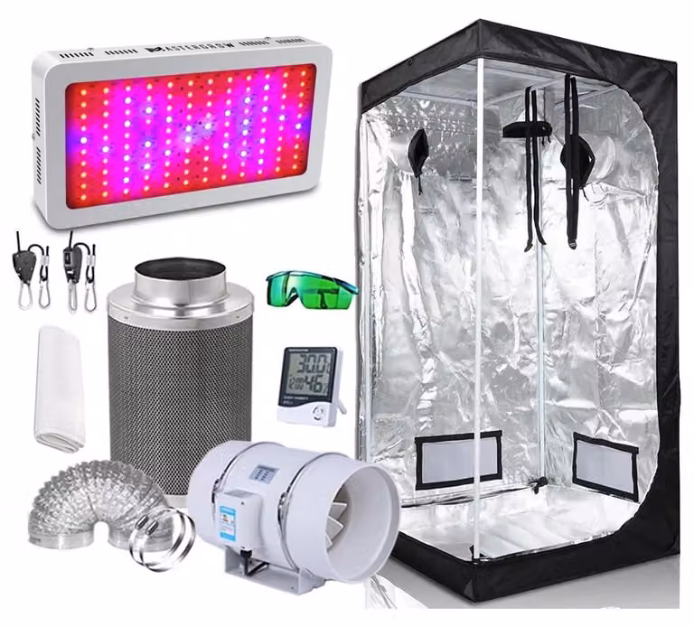 Kit completo Growzelt - Lampada LED per piante - 80 x 80 x 160 cm - 6 V corrente continua - Non dimmerabile - Alluminio