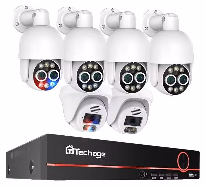 Sistema di telecamere, risoluzione 8 MP, visione notturna, NVR 8 canali 6 telecamere A, Nessuna b, spina UE c