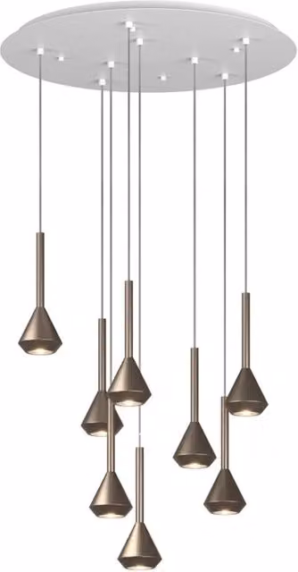 Lampadario Moderno Aygo Metallo Bianco Bronzo 8 Luci Gu10
