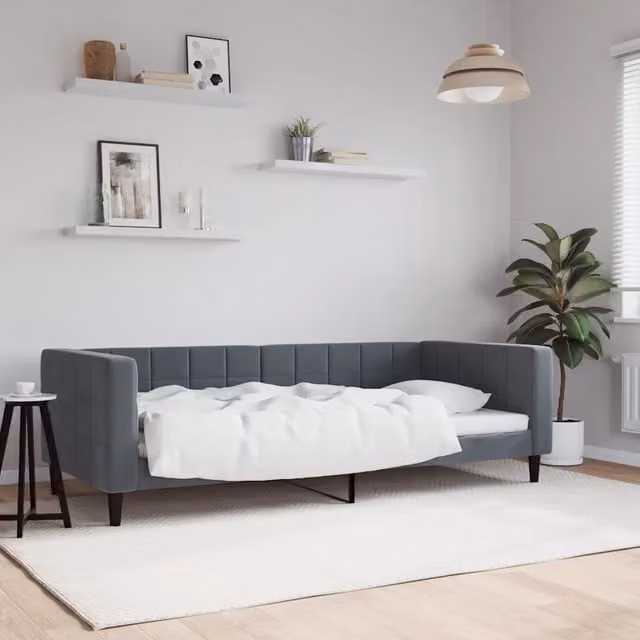 Letto moderno vidaXL imbottito grigio per soggiorno o camera da letto