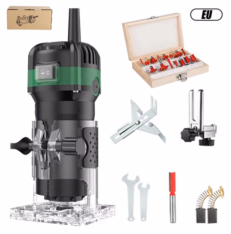 Fresatrice, motore potente da 800W, base regolabile in altezza, modello E-800W (trapano)