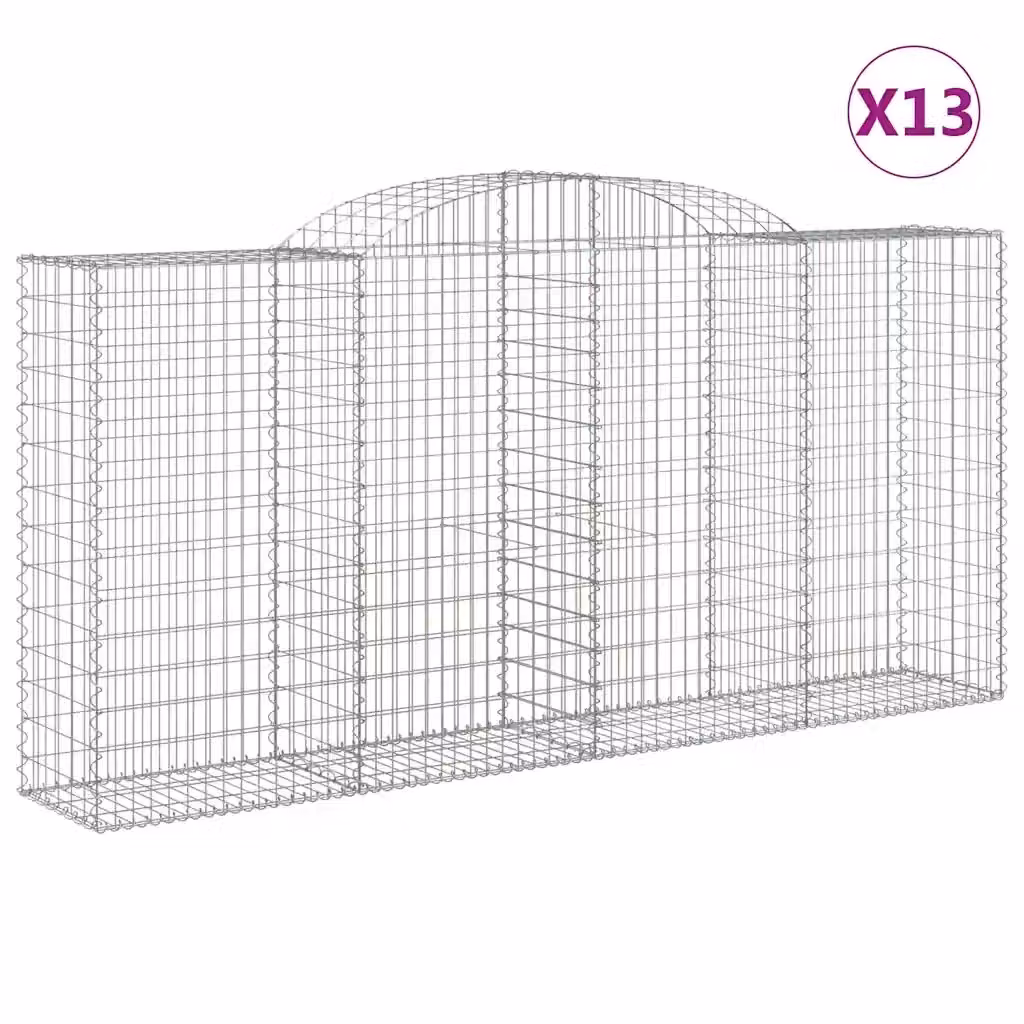 Set di 13 Cesti Gabbioni ad Arco vidaXL in Acciaio Zincato Argento L: 300 cm, P: 50 cm, H: 140/160 cm – 2