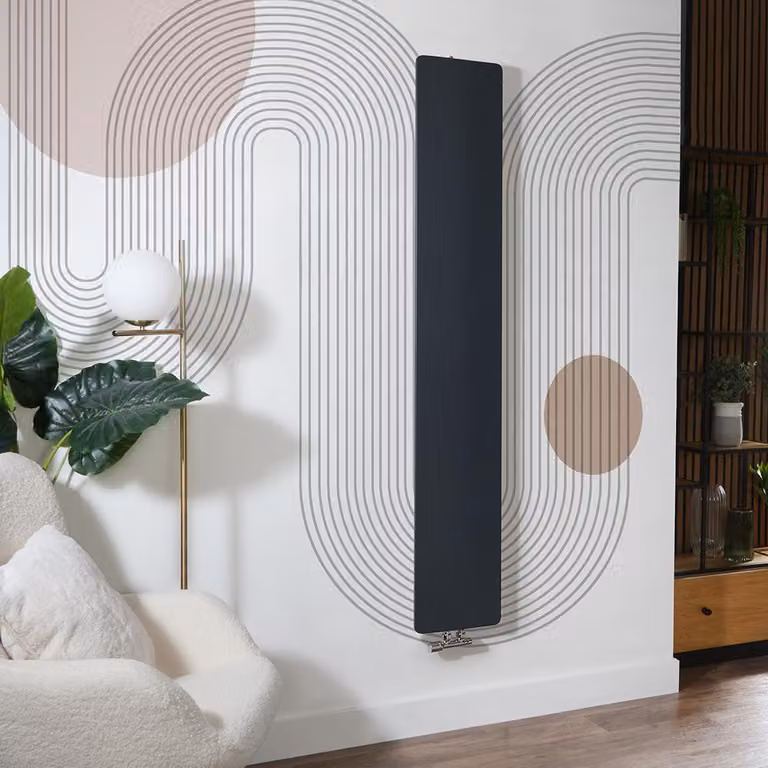 Radiatore Verticale Antracite a Piastra 1800x300mm - Attacco centrale - Slim salvaspazio