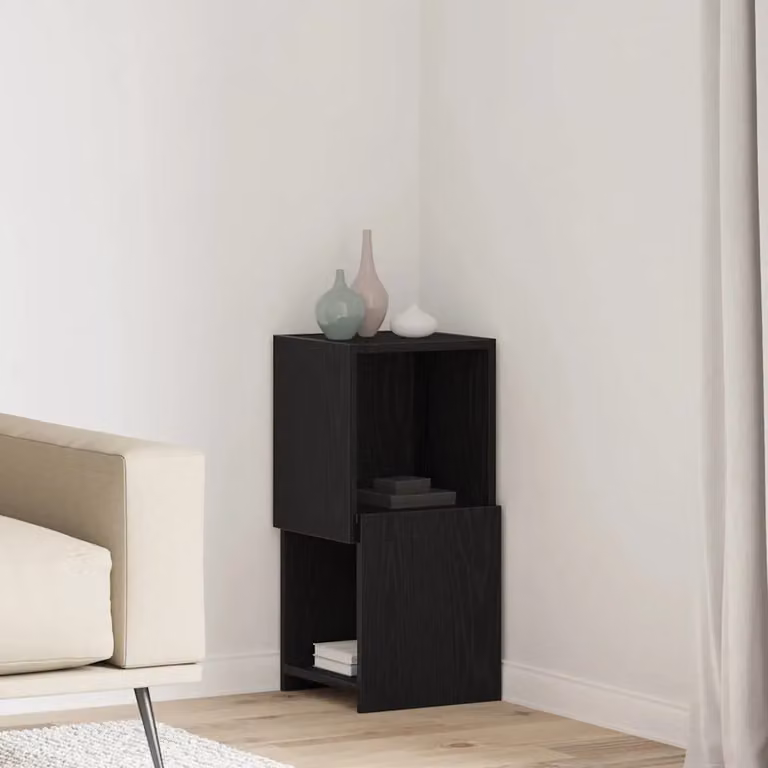 Mobile angolare vidaXL in legno ingegnerizzato nero, L 30,5 cm x P 30 cm x H 65 cm