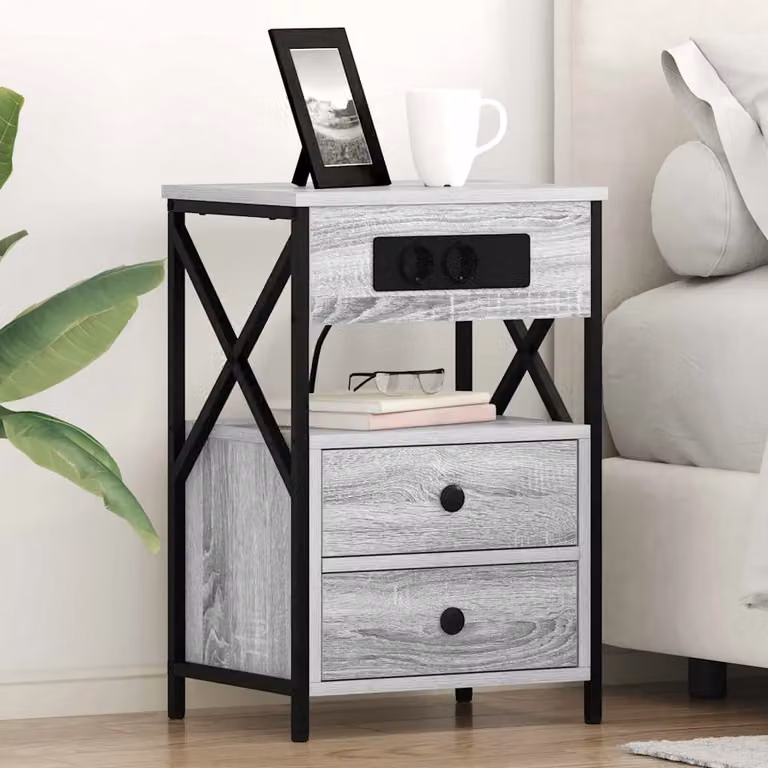 vidaXL Armadio da Notte Grigio L: 40 cm, P: 31 cm, H: 60 cm
