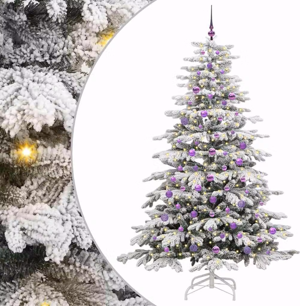 Albero di Natale Artificiale con Rami Pieghevoli Bianco 210 cm