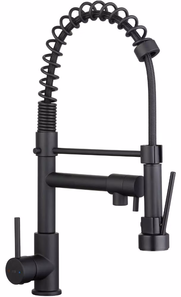Schläfer 35206520 | Miscelatore Lavello Cucina Nero Opaco, Bocca Girevole 360° a Molla, Rubinetto Cucina Professionale con Doccetta Estraibile in Ottone, Miscelatore Lavello con Doccino