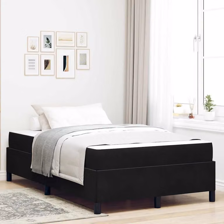 Struttura letto imbottita vidaXL in tessuto nero con legno e metallo L: 120 cm, P: 200 cm