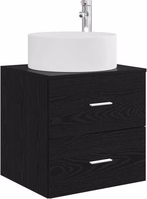 Mobile Lavabo | Armadio Lavabo da Parete Rovere Nero 49,5 x 44,5 x 65,5 cm