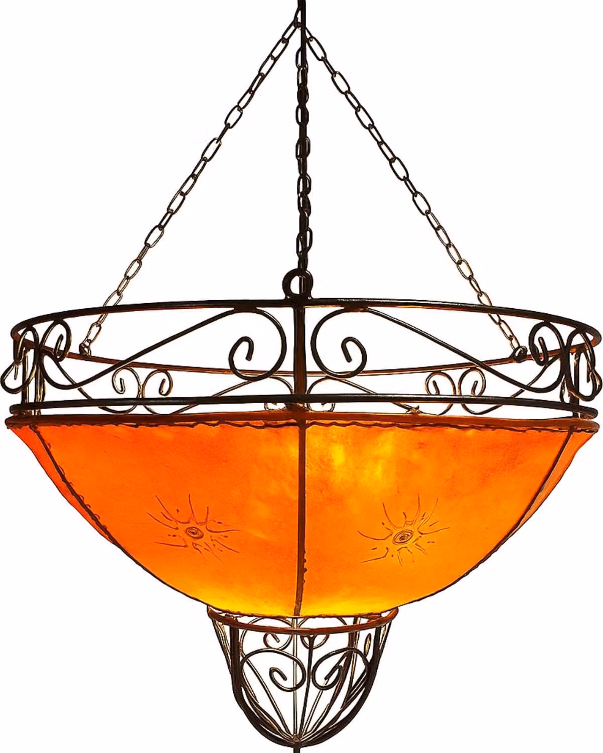Lampada orientale a sospensione lampada a sospensione Demren arancione 45cm grande | Lampada marocchina in pelle lampada all'henné lampada con henné | Lampade orientali per soggiorno cucina o appese sopra il tavolo da pranzo
