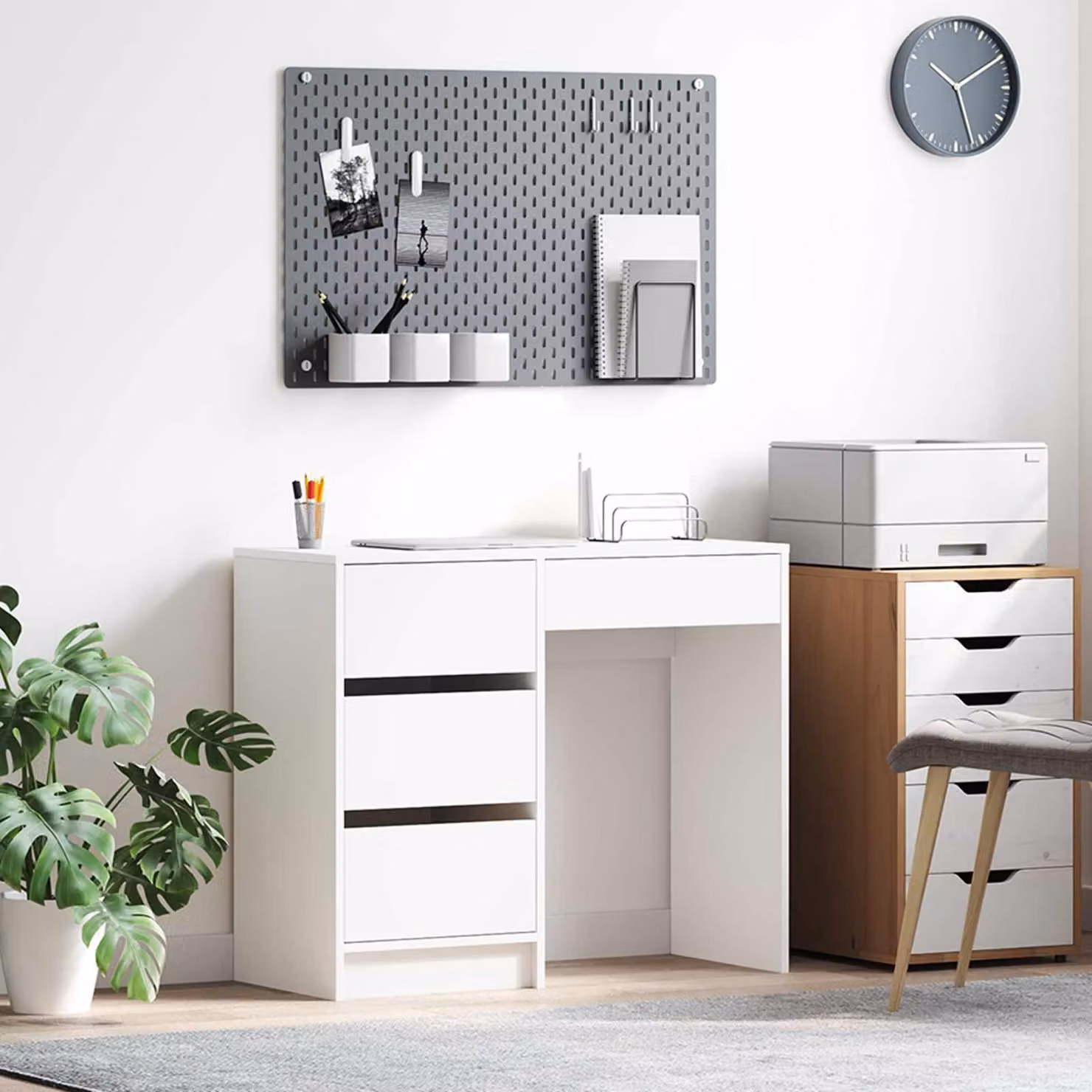 Maison Exclusive - Scrivania bianca in legno composito, 90 x 37,5 x 75 cm