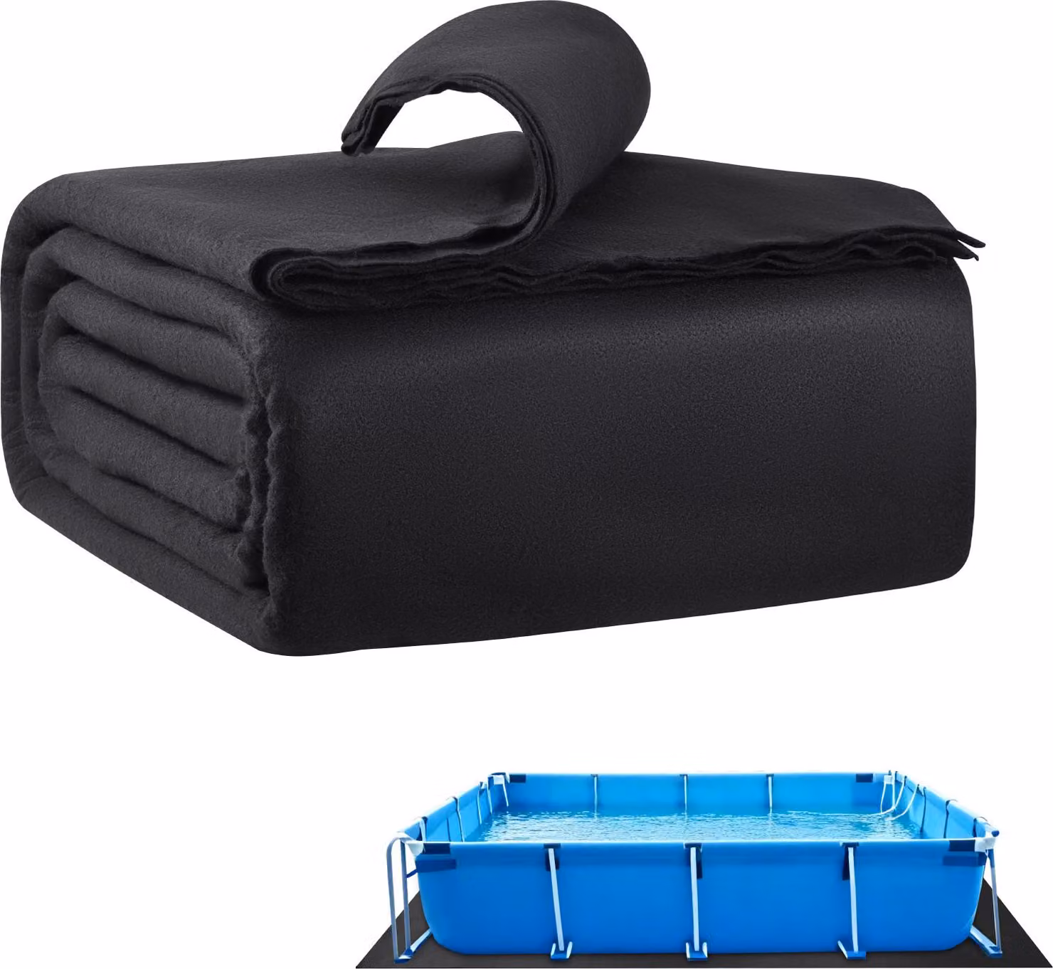 Sottotappeto per piscine 4,8x9,7 m per piscine fuori terra, copertura del suolo resistente, protegge dai danni, tappetino per piscine in robusto materiale geotessile, aumenta la durata del liner, copertura di protezione del suolo