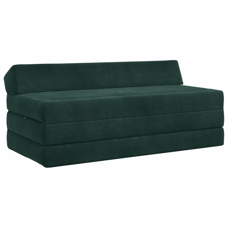 vidaXL Divano Letto Pieghevole Moderno in Tessuto Verde, L/P/H: 120 x 60 x 49 cm
