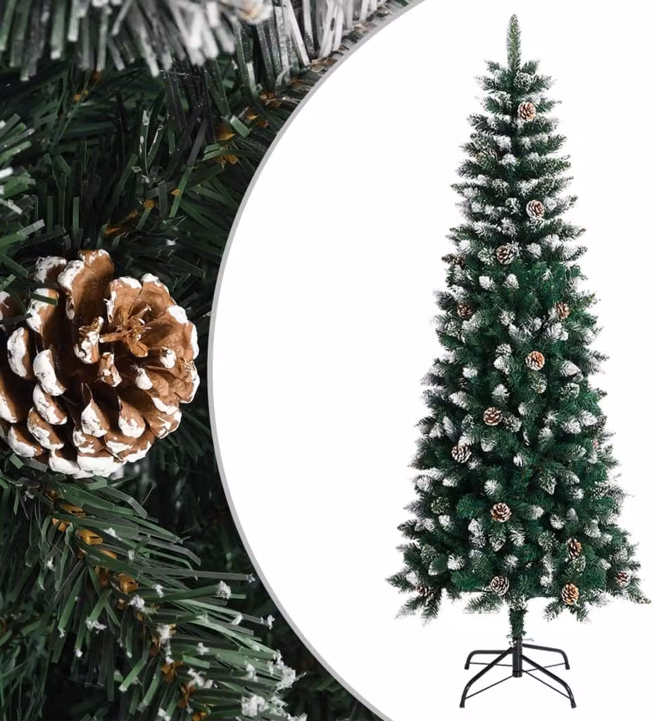The Living Store Albero di Natale artificiale con supporto Verde 240 cm PVC