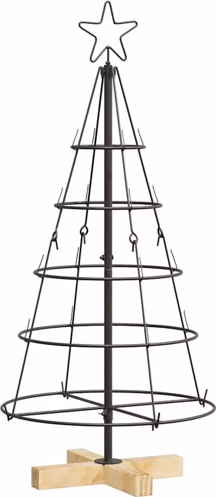 Albero a Cono di Natale con supporto Nero 90 cm Acciaio