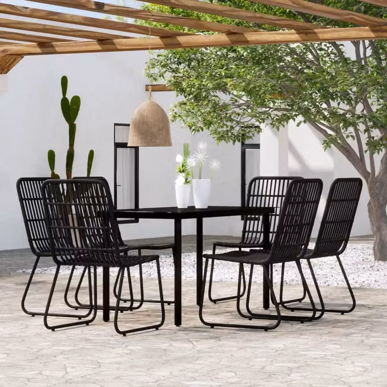 The Living Store Set da pranzo da giardino 7 pezzi nero