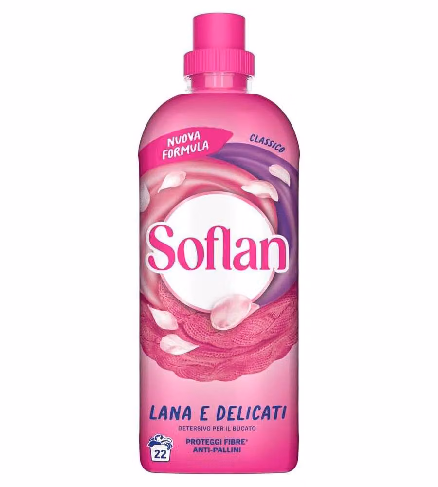 Soflan Detersivo Lavatrice Delicato Rosa 900ml - Protezione Capi 15 Giorni