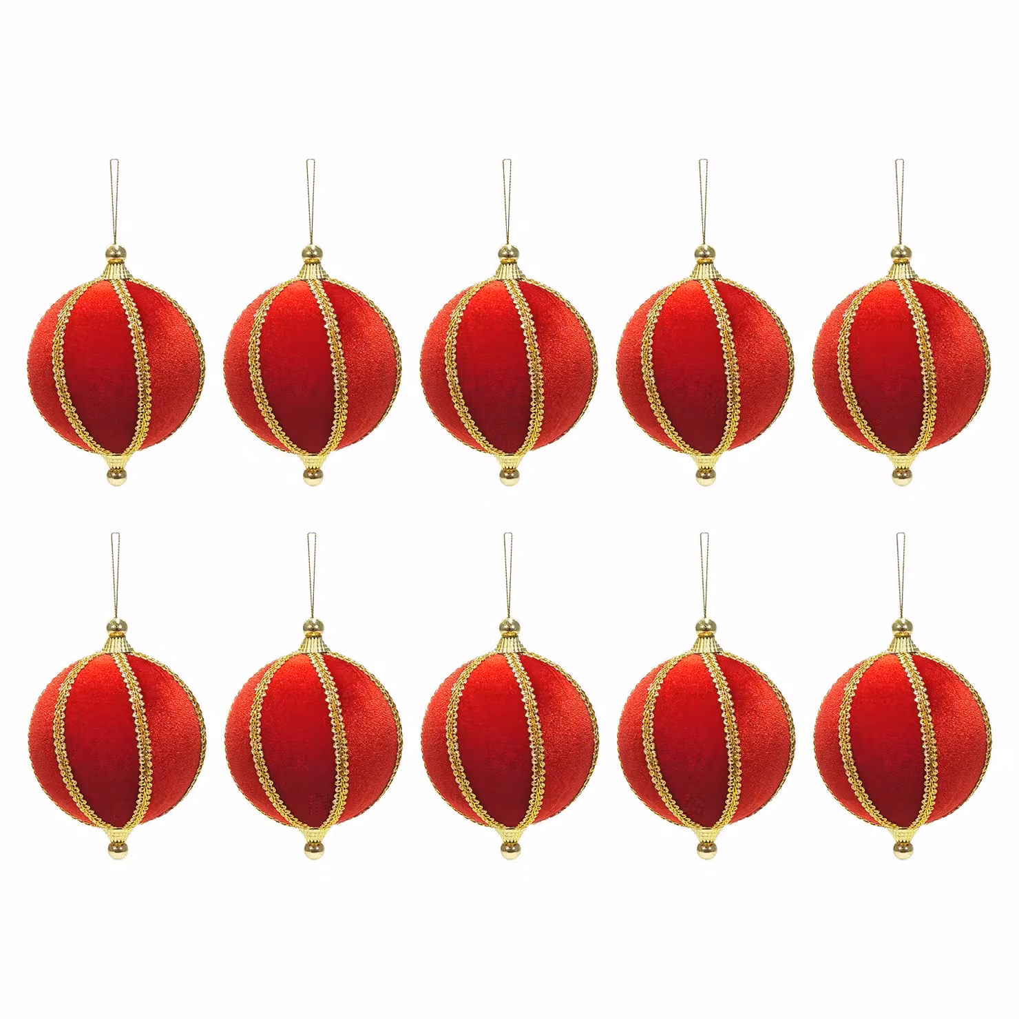 Set di 10 palline di Natale Vestiamo Casa rosse con finiture oro, infrangibili, diametro: 6 cm – 1
