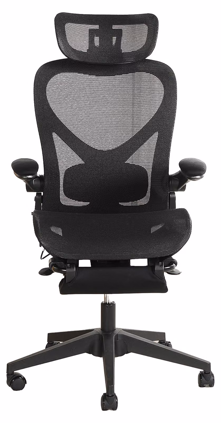 Sedia da ufficio ergonomica pieghevole, salvaspazio, con supporto lombare, imbottitura a rete, braccioli pieghevoli, poggiatesta 3D e poggiapiedi. Modello L3