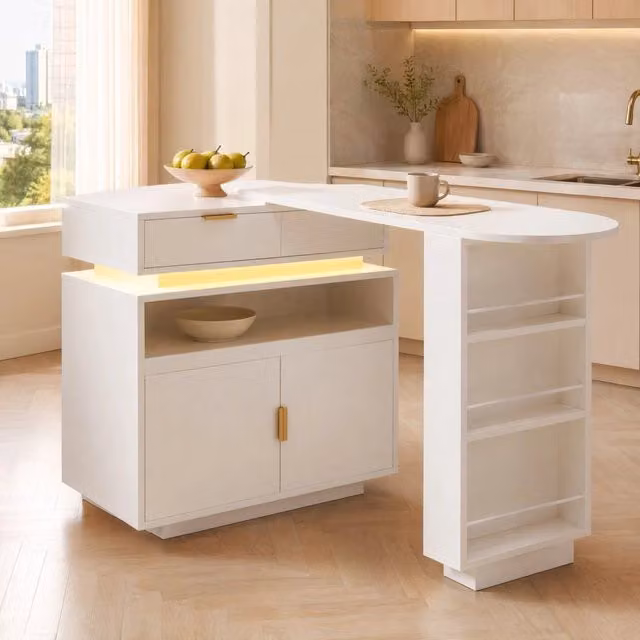 Tavolo bar estensibile 115-183x40x99,5 cm bianco MDF, piano girevole