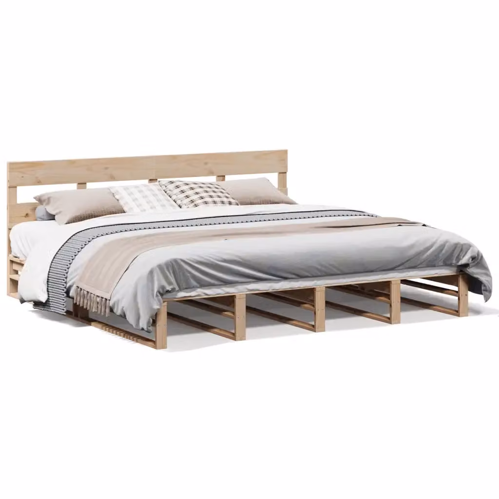Letto senza materasso vidaXL in legno massello di pino marrone L 180 cm x P 200 cm – 2