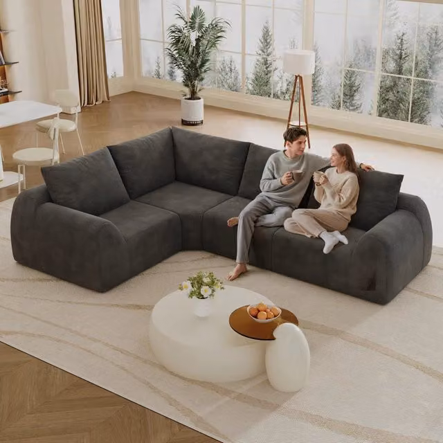 Divano ¨C Minimal ¨C 267cm grigio scuro tessuto morbido senza montaggio