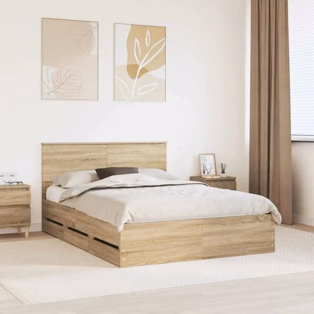 Struttura del letto con cassetto Rovere Sonoma 150 x 200 cm 3407972