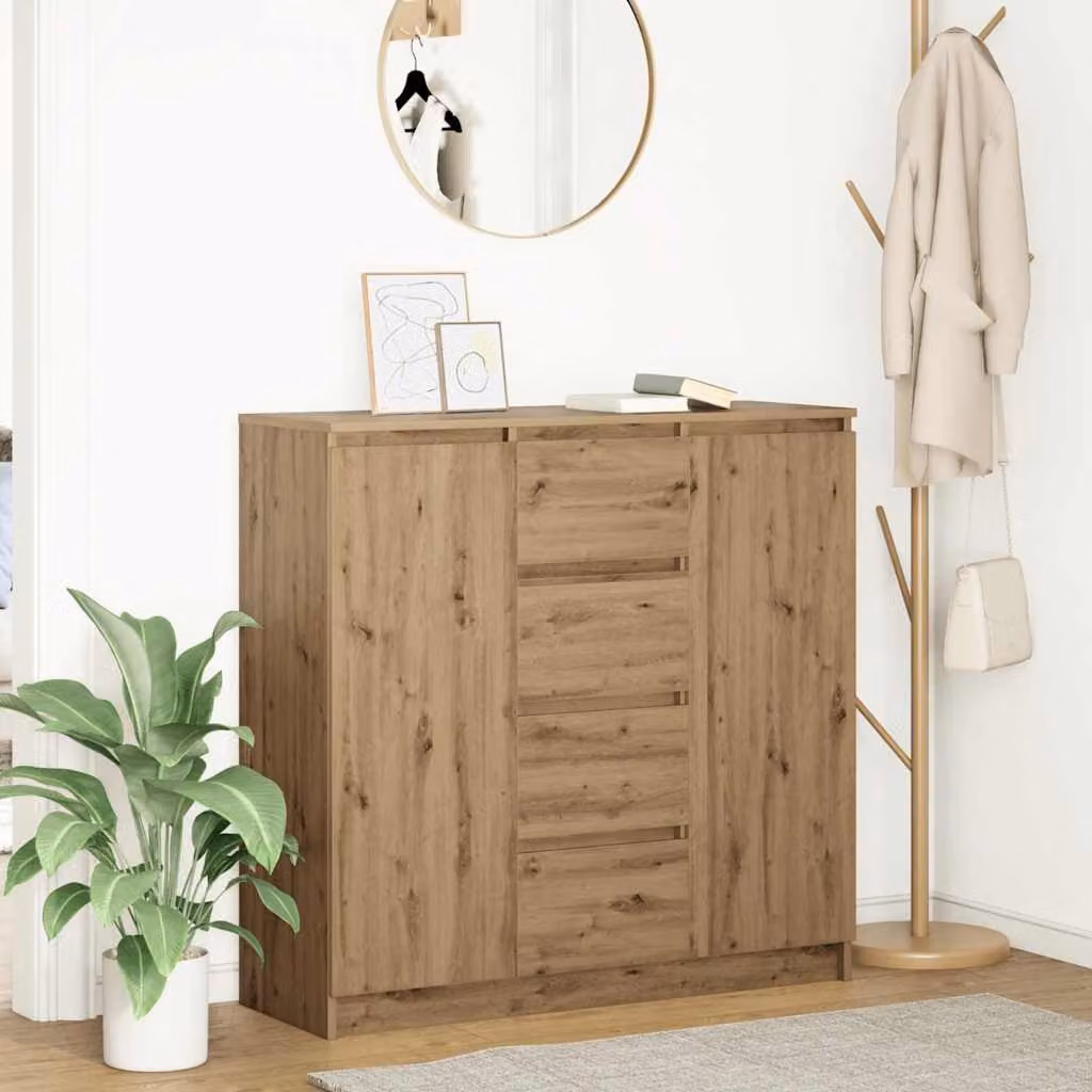 vidaXL Credenza con Cassetti in Rovere Marrone Stile Moderno L: 100,5 cm, P: 35 cm, H: 98,5 cm