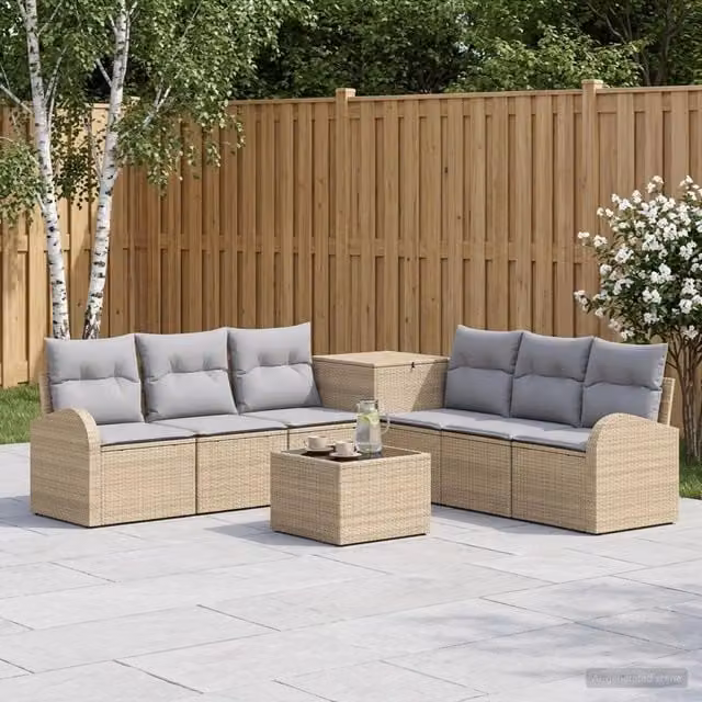 Set di divani 8 pz Beige e Grigio Chiaro 55 x 55 x 37 cm 3448123