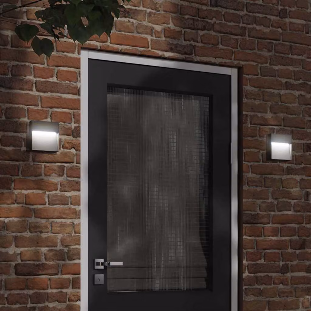 Applique da esterno vidaXL con LED luce bianca calda, design moderno in alluminio e plastica, colore nero, montaggio a parete con illuminazione up/down e protezione IP54