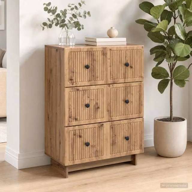 Mobile con Cassetti vidaXL in Legno e Metallo Marrone L: 66 cm, P: 34,5 cm, H: 90 cm