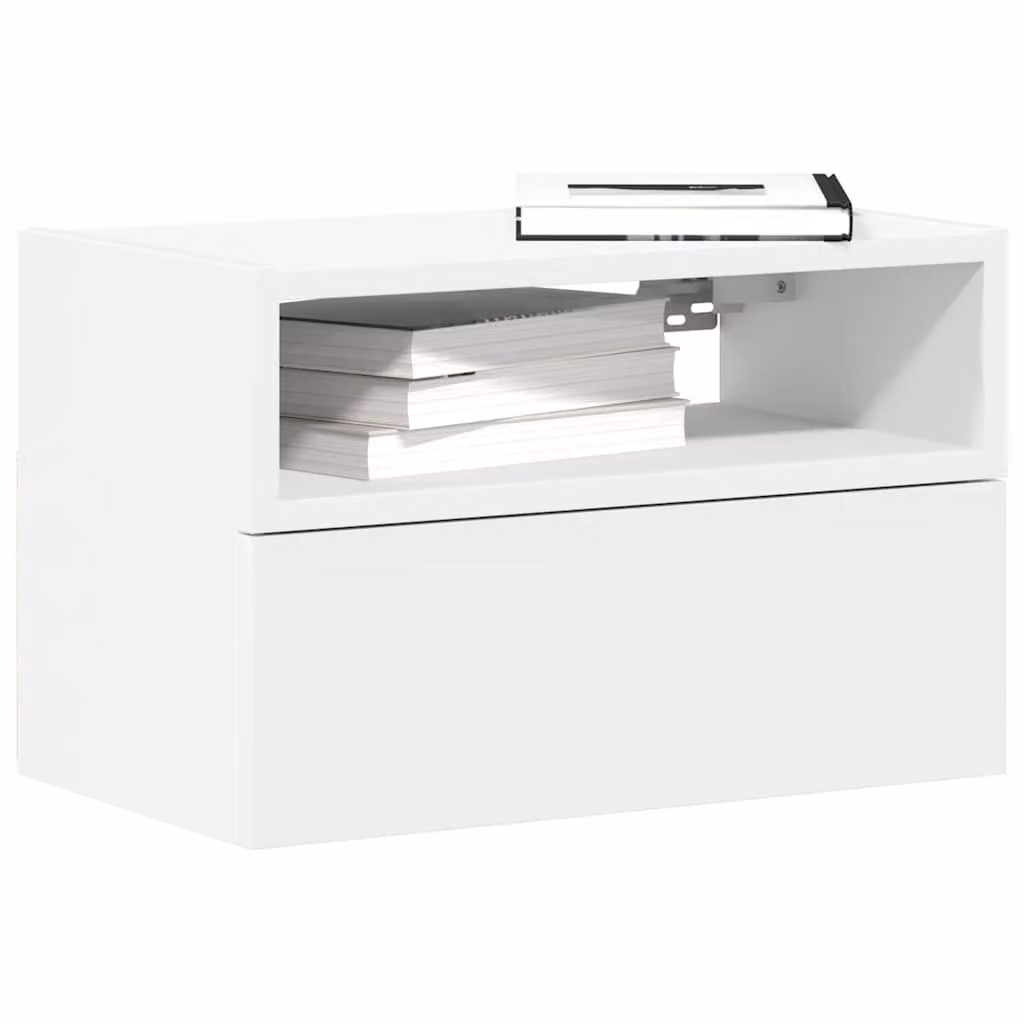 Comodino a parete vidaXL Bianco Moderno L 45 x P 26 x H 28,5 cm