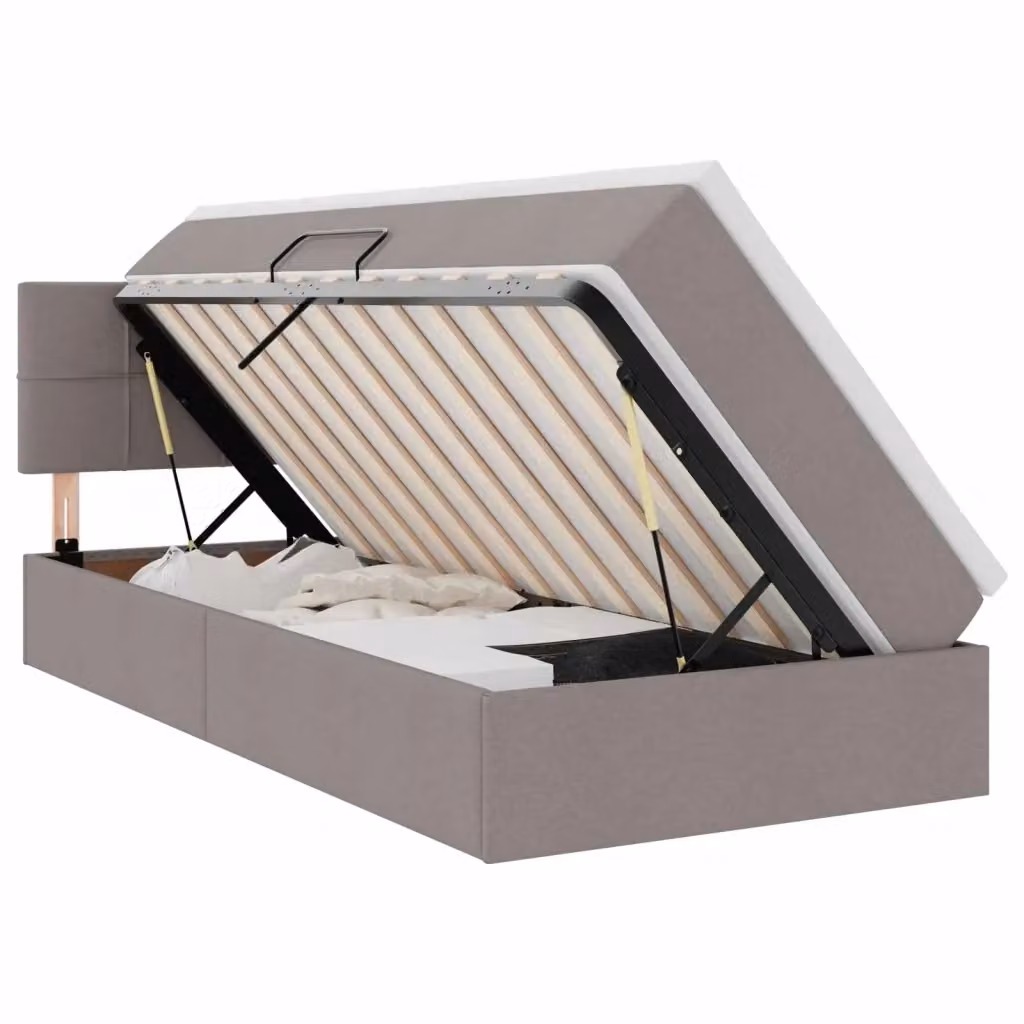 Letto con contenitore e illuminazione LED vidaXL in tessuto con porta USB, L 90 x P 200 cm – 2