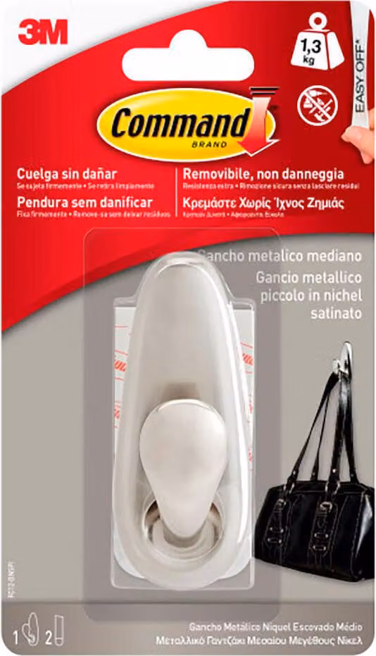 Gancio per appendere 3M 1,3 kg di metallo color argento (1 pezzo)