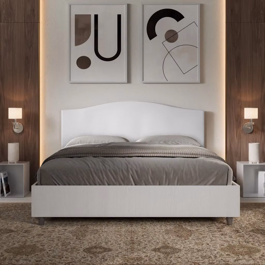 Letto Matrimoniale GIORDANOSHOP Bianco L/P/H: 160 x 200 x 115 cm – 2
