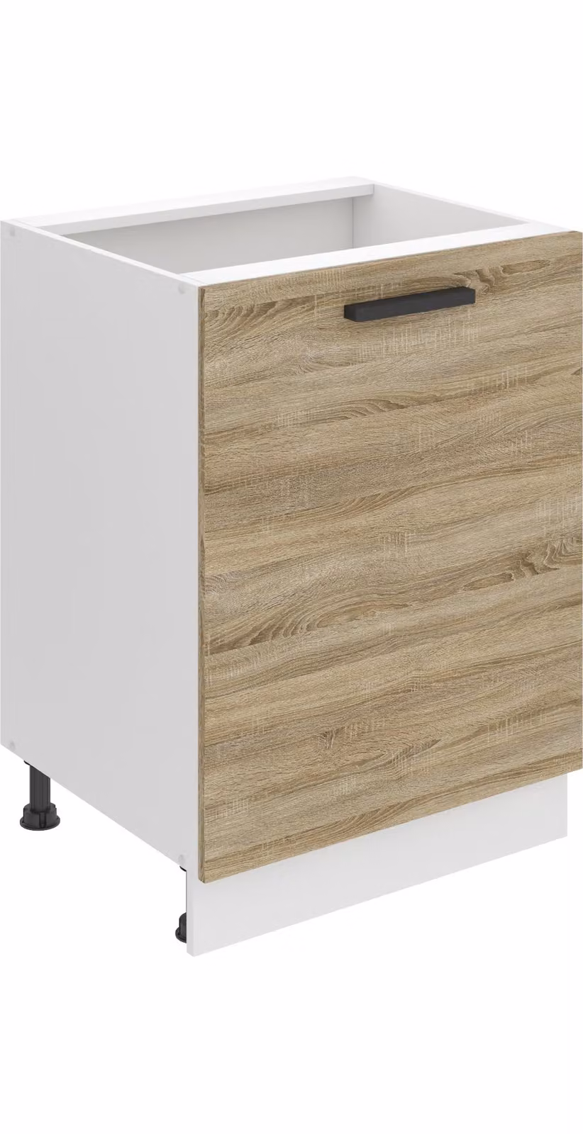 Base da cucina Belini, base da cucina larga 60 cm. Base per cucina SD senza piano di lavoro. Mobile da cucina a 1 anta, rovere Sonoma