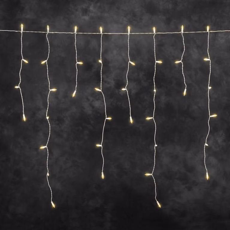 Konstsmide - Barriera luminosa a LED per pioggia di ghiaccio, 200 diodi color ambra, trasformatore 31V_esterno, cavo bianco - 2761-802