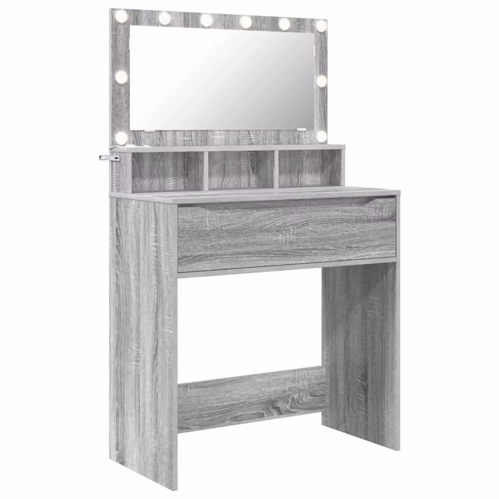 Tavolo da trucco moderno con LED vidaXL grigio L: 135,0 cm, P: 39,5 cm, H: 80,0 cm – 2