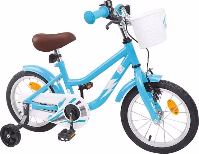 Bicicletta per bambini da 12 pollici in metallo e gomma, colore blu turchese