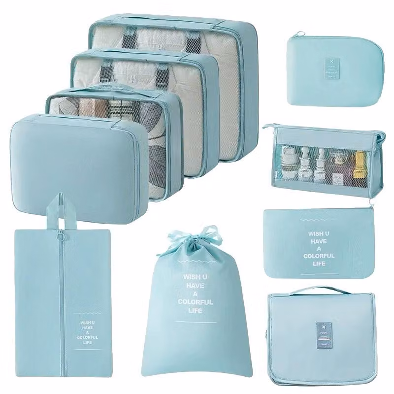 Sacchetti per l'organizzazione dei bagagli, design pieghevole, utilizzo versatile, confezione da 10 pezzi, colore blu