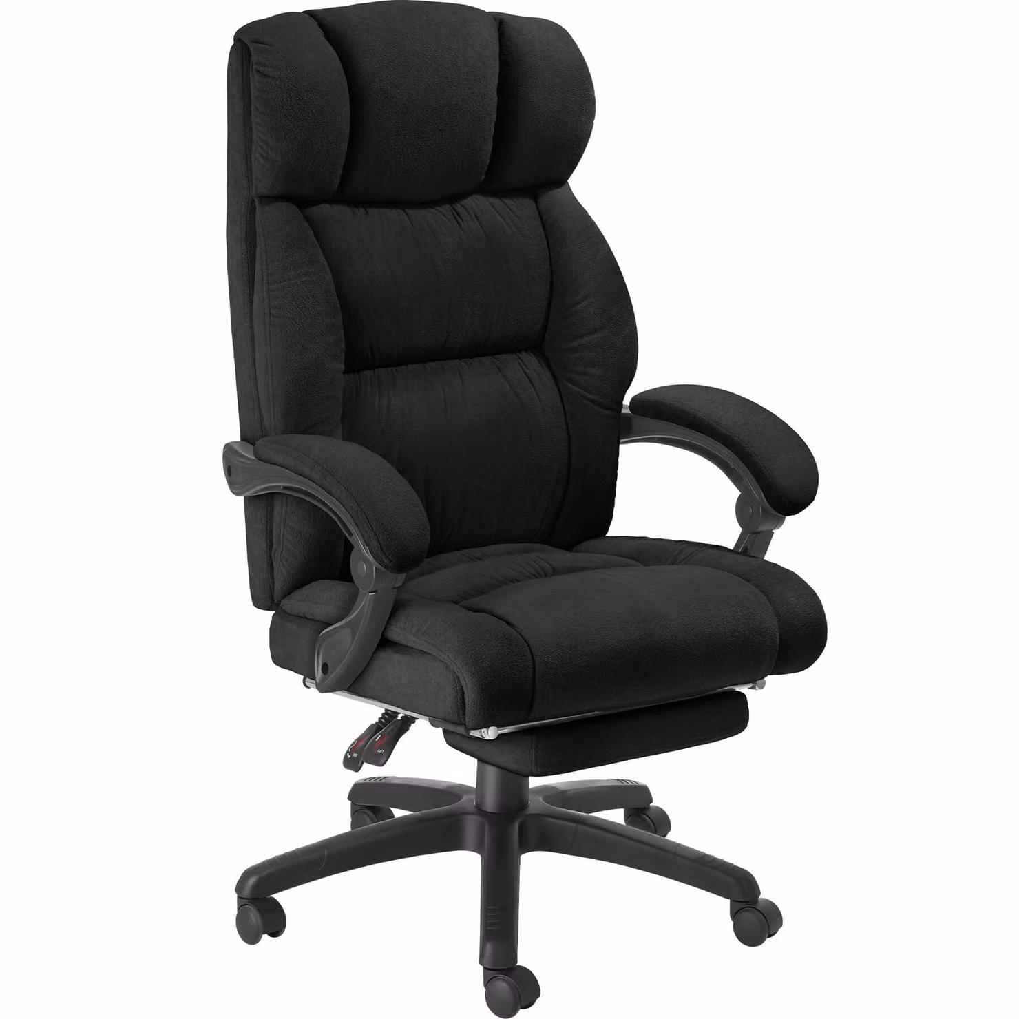 Sedia da ufficio ergonomica Tectake Jillien in velluto nero con poggiatesta e poggiapiedi – 3