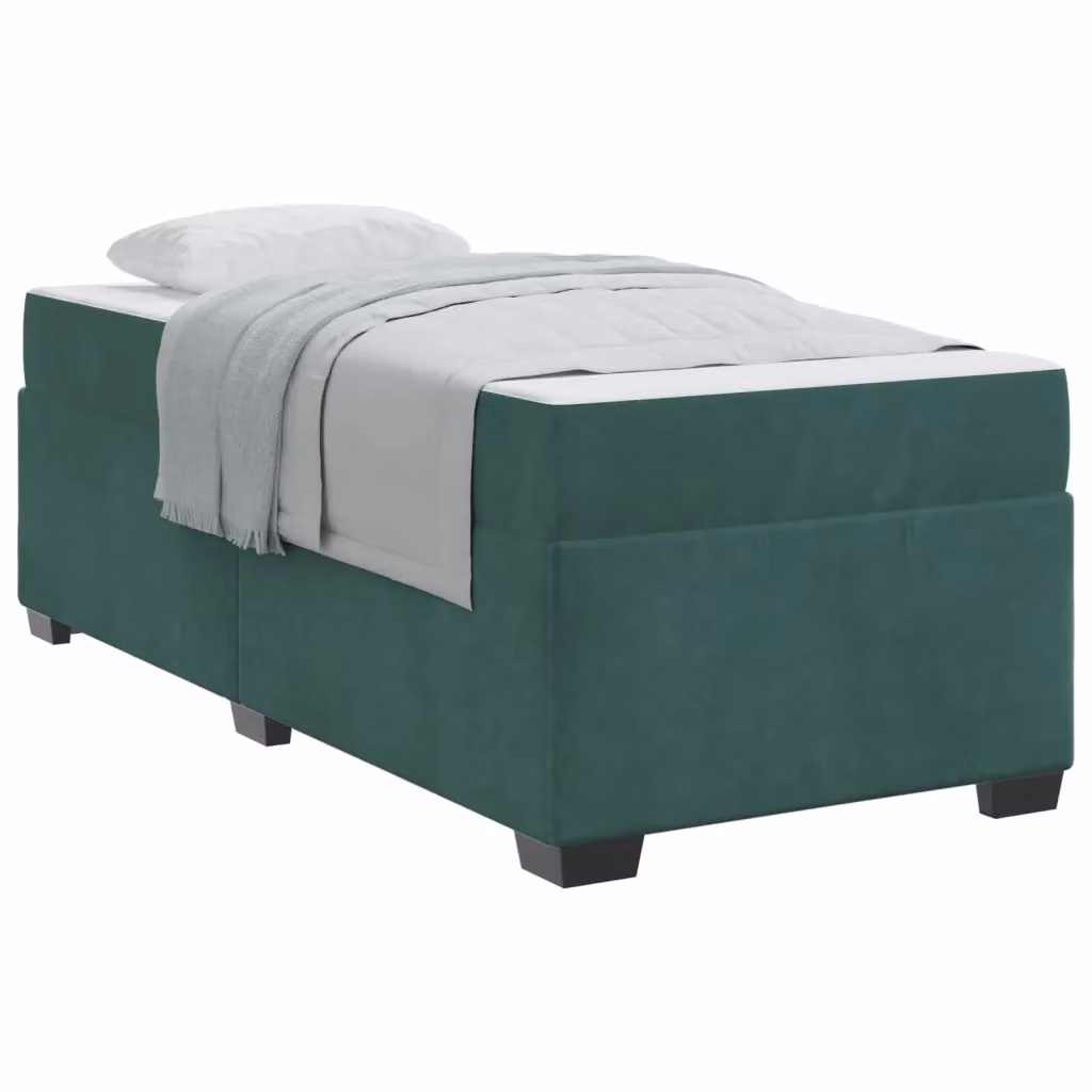 Struttura del letto moderna vidaXL in tessuto verde scuro con legno, L: 200 cm, P: 80 cm, H: 66 cm – 2