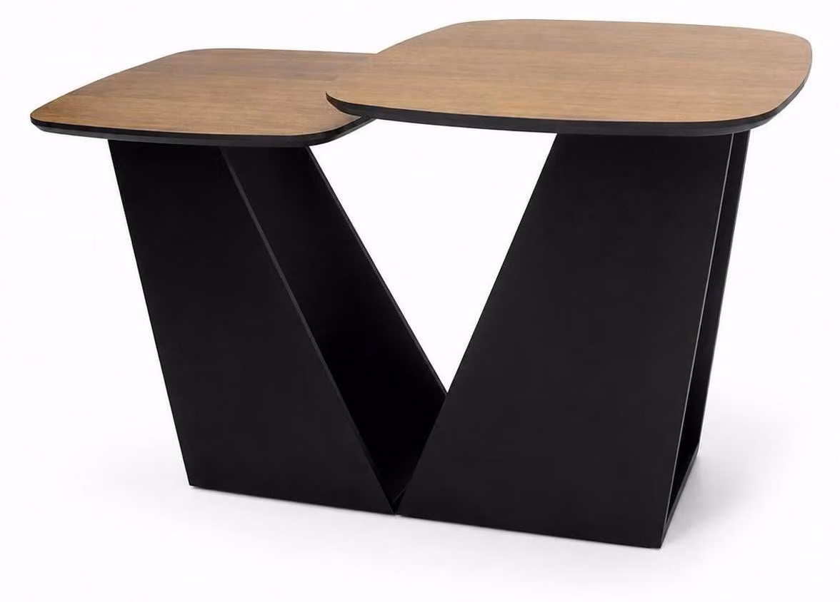 Tavolino da caffè doppio, design moderno, colore nero, semplice, compatto, dal design organico