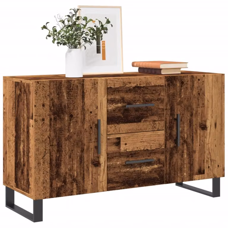 Credenza in stile industriale vidaXL in legno e metallo, colore marrone, L: 100 cm, P: 36 cm, H: 60 cm