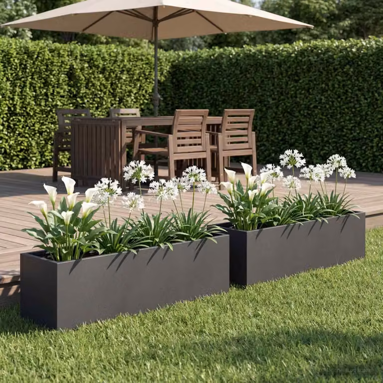 Set di 2 vasi da giardino vidaXL in metallo nero H: 100 cm, L: 20 cm, P: 20 cm