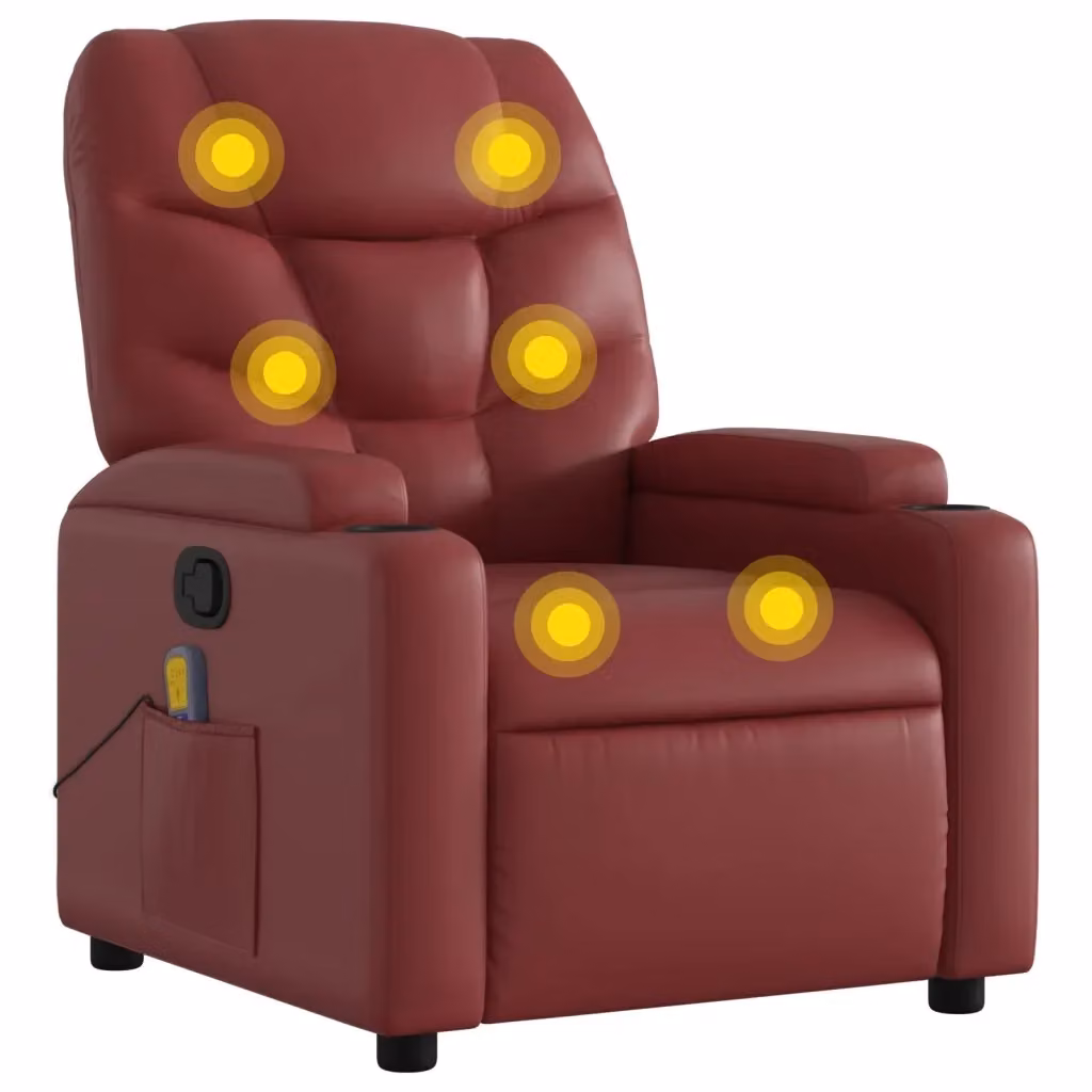 Poltrona Reclinabile Relax vidaXL in Similpelle Rossa con Braccioli – 2