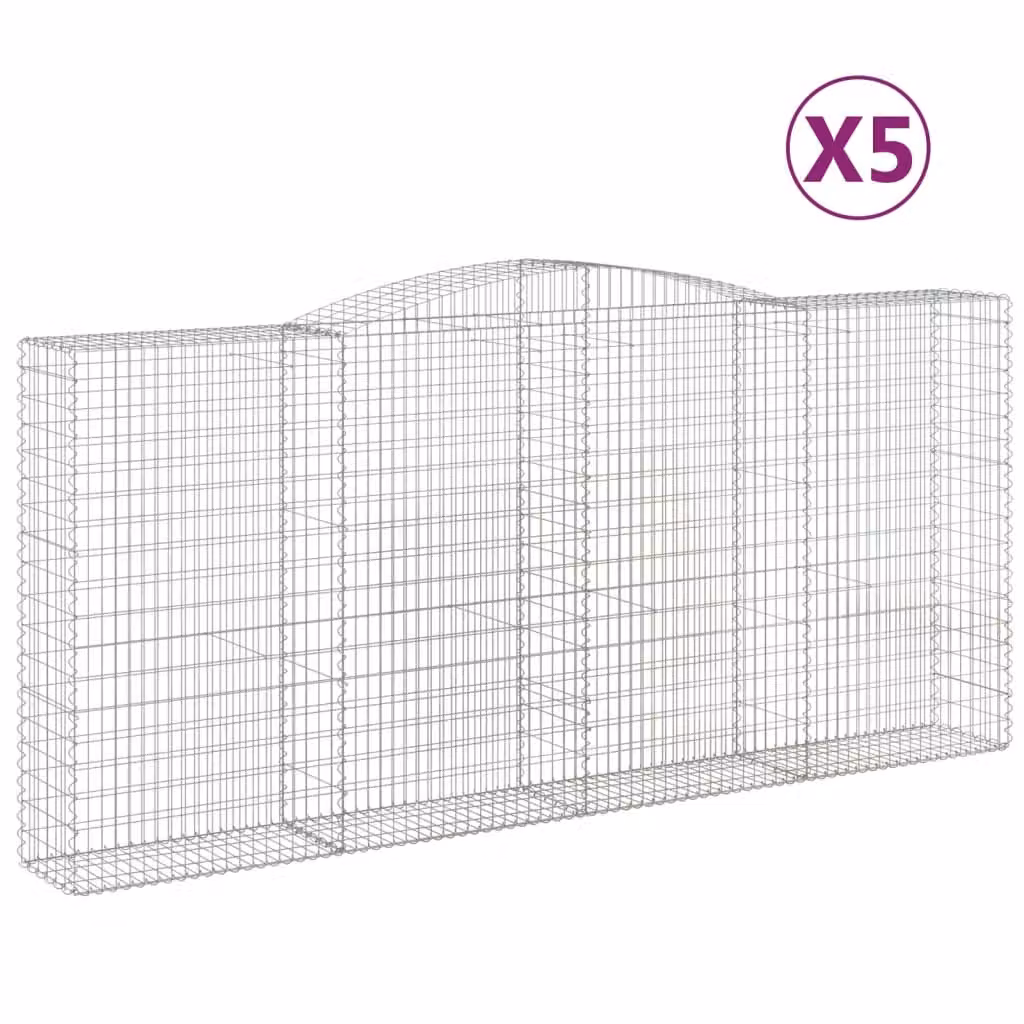 Cesti Gabbioni ad Arco 5 pz 400x50x180/200 cm Ferro Zincato