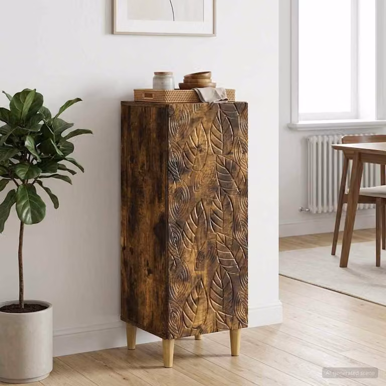 Credenza moderna vidaXL in legno ingegnerizzato color rovere fumo, L: 33 cm, P: 34,5 cm, H: 90 cm