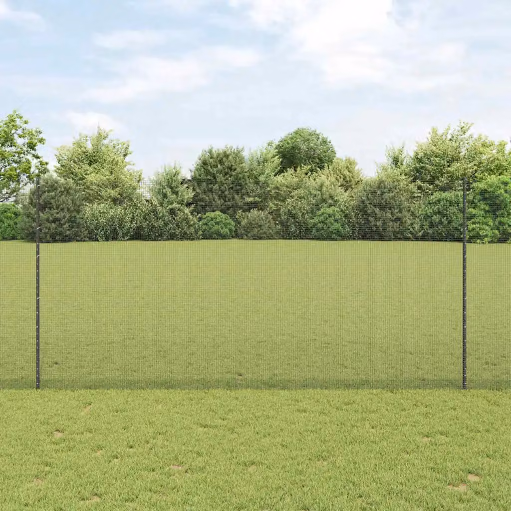 Recinzione in rete saldata con pali vidaXL in acciaio e PVC, colore grigio, L: 25 m, H: 1,6 m