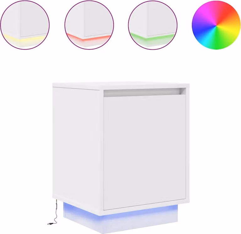 Comodino con Luci a LED Bianco 38x34x50 cm